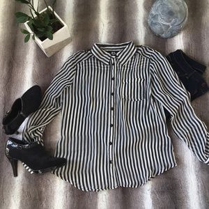Black and White Stripped BCX Blouse